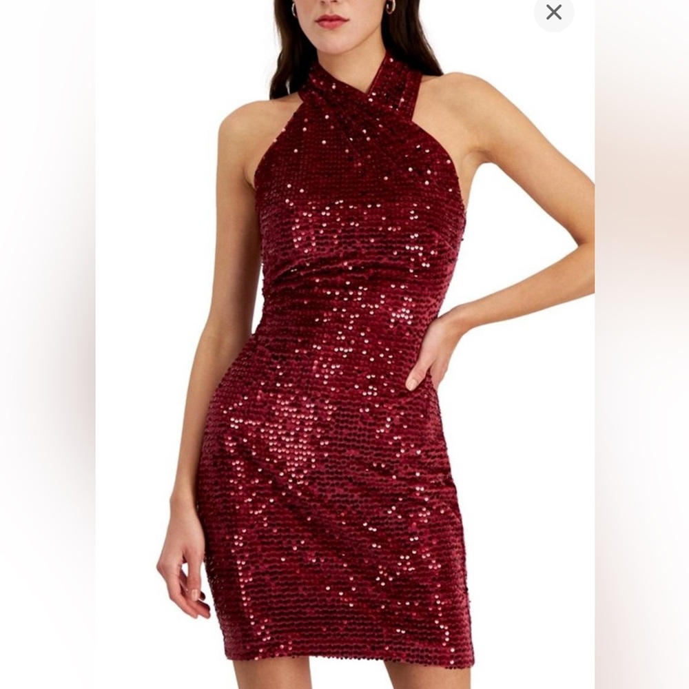 RACHEL Rachel Roy Burgundy Sequin Mini Dress